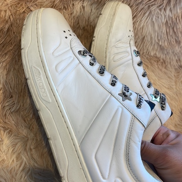 JIMMY CHOO | Leather Hawaii Sneakers | Lowtop White  | Size 42.5 | Women’s 11.5 - Picture 6 of 8